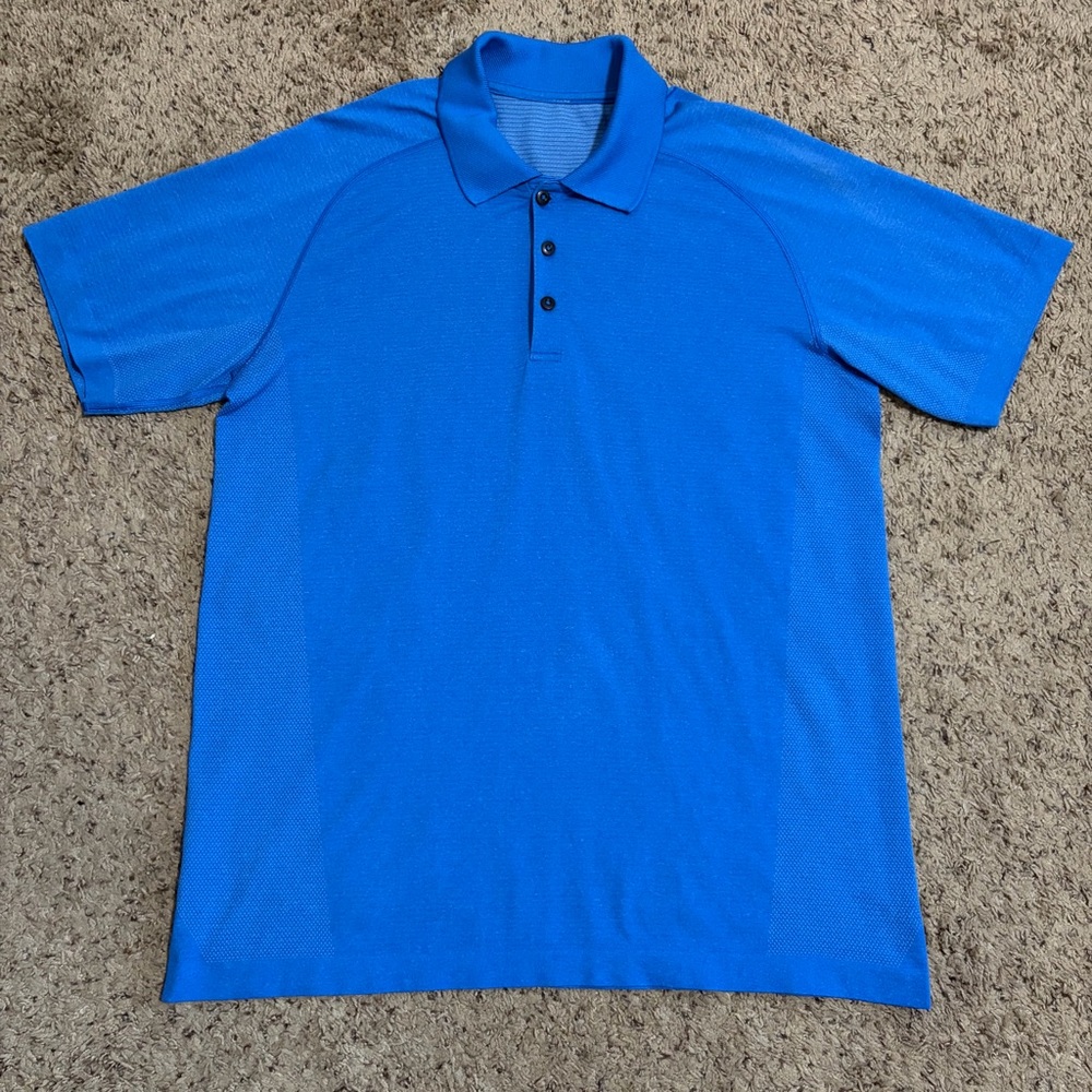 Lululemon Men's Metal Vent Tech Polo Shirt in Blue Size L
